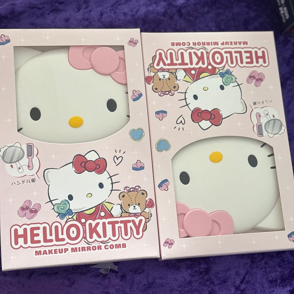 Hello Kitty Pink and White Mirror Comb Set